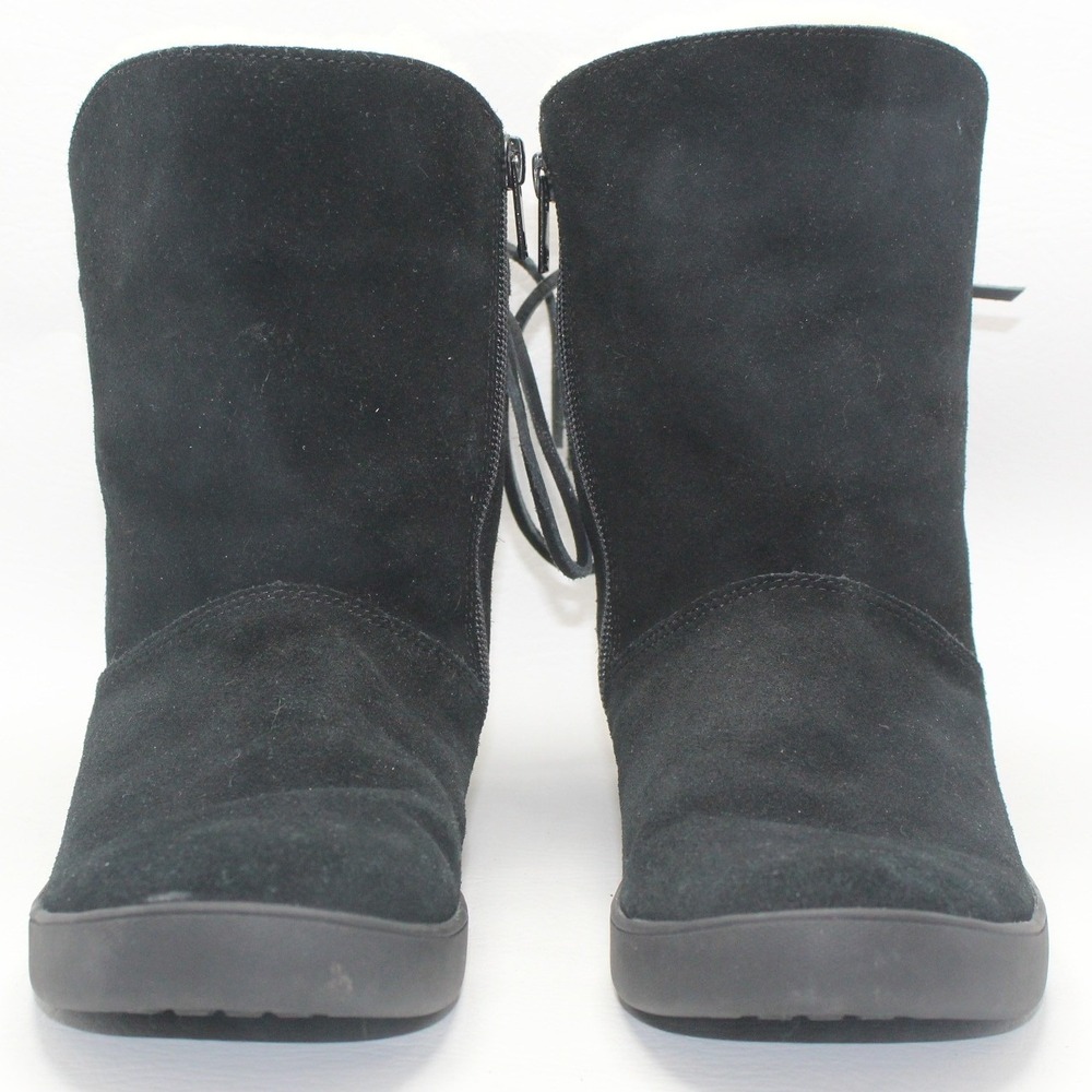 Koolaburra by UGG Black Suede Fur Lined Lace Back Boots 1019361 Womens 7 - Picture 3 of 8